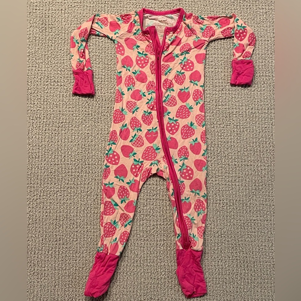 Little Sleepies Pink Strawberry Kids Footie